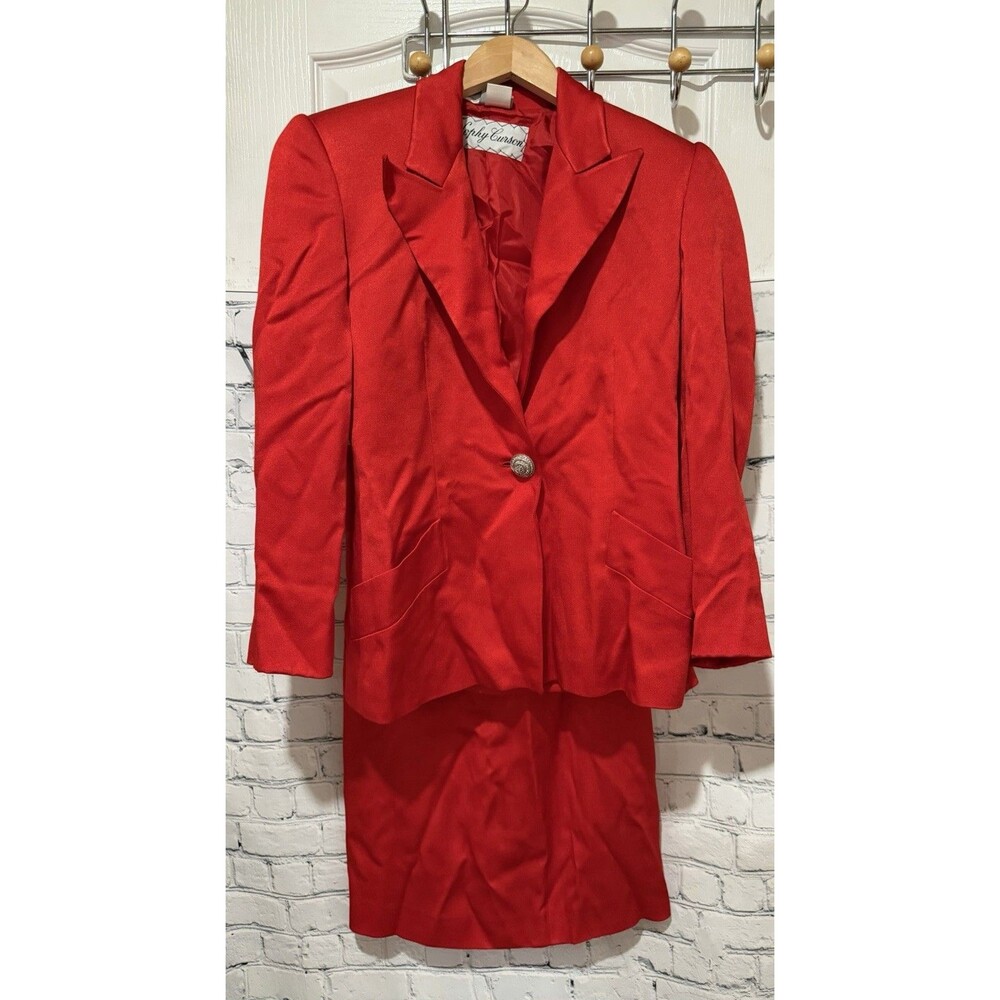 Krizia vintage red skirt suit from Sophy Curson Small
